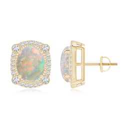 Fashion Studs Yellow Gold Opal Earrings