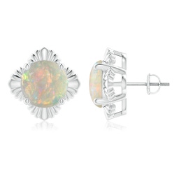 Fashion Studs White Gold Opal Earrings