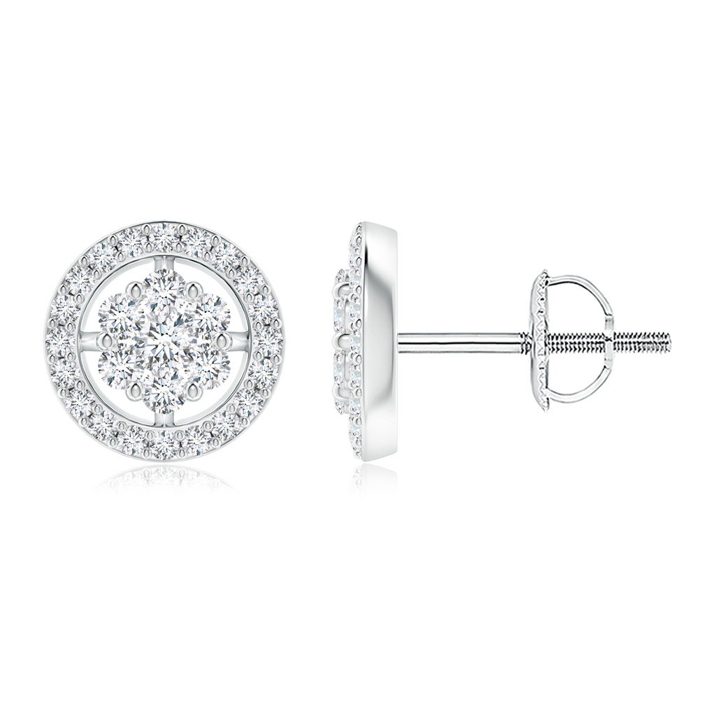 2mm GVS2 Pressure-Set Diamond Clustre Halo Earrings in White Gold