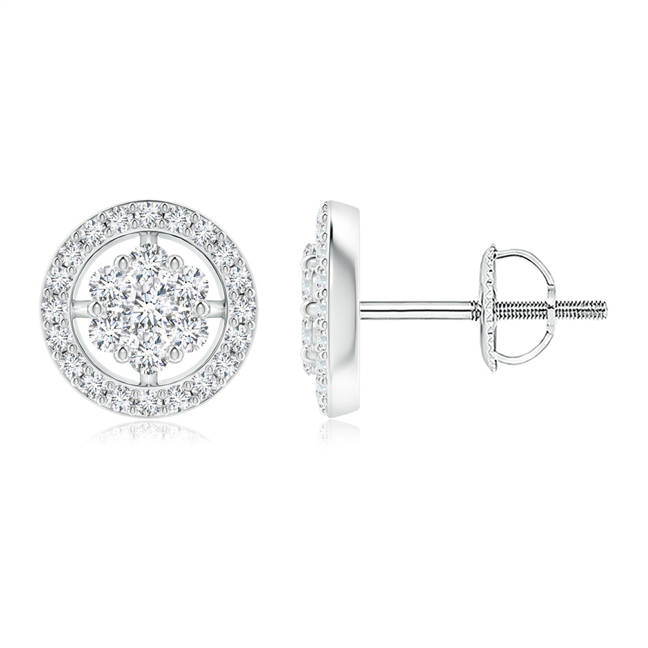 2mm GVS2 Pressure-Set Diamond Clustre Halo Earrings in White Gold 