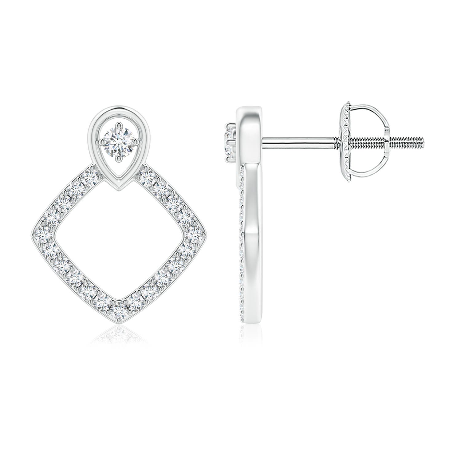 1.6mm GVS2 Rhombus Diamond Studs with Inverted Pear Motif in P950 Platinum