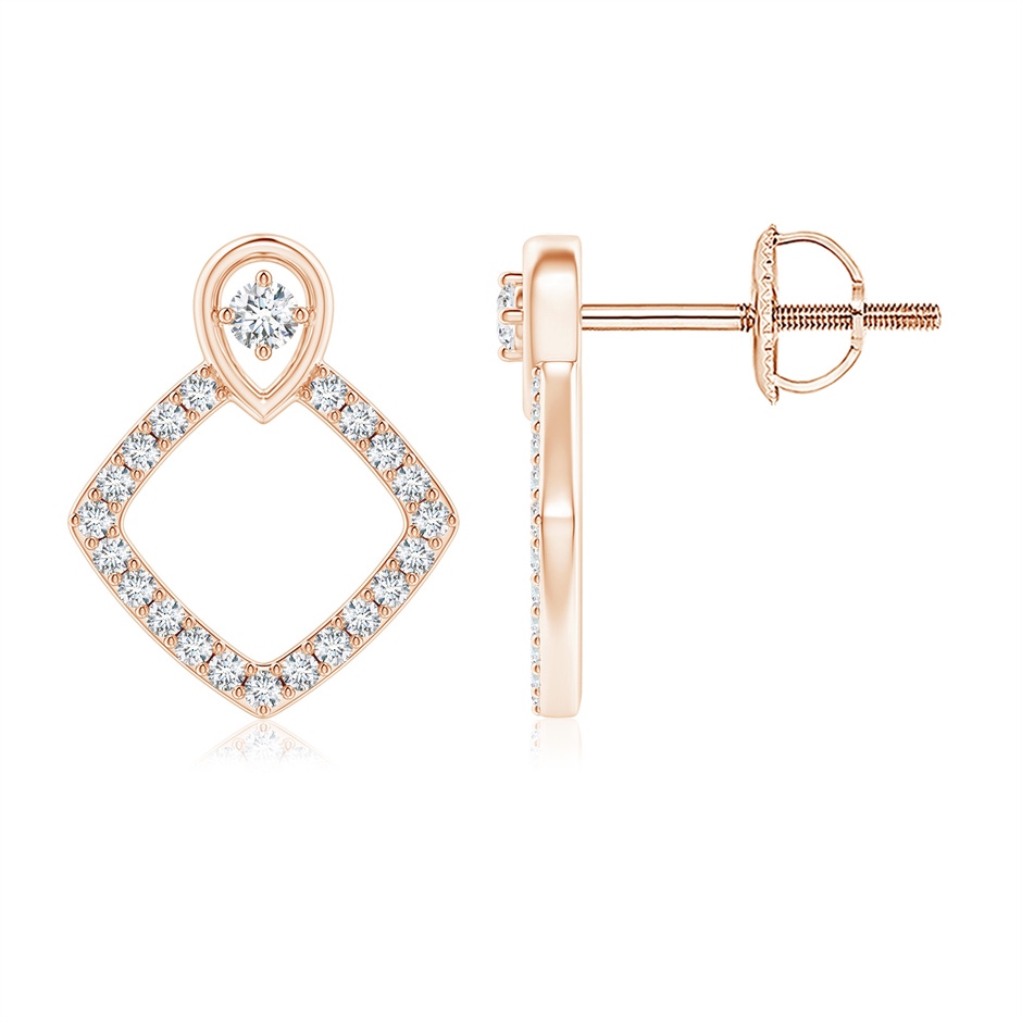 1.6mm GVS2 Rhombus Diamond Studs with Inverted Pear Motif in Rose Gold 