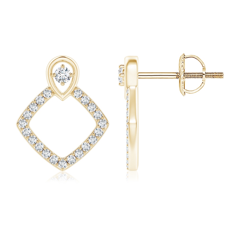 1.6mm GVS2 Rhombus Diamond Studs with Inverted Pear Motif in Yellow Gold