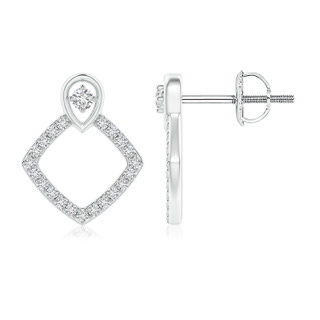 1.6mm HSI2 Rhombus Diamond Studs with Inverted Pear Motif in White Gold