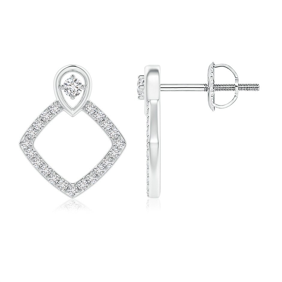 1.6mm HSI2 Rhombus Diamond Studs with Inverted Pear Motif in White Gold 