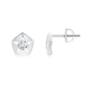 2.9mm GVS2 Channel-Set Diamond Solitaire Pentagon Star Stud Earrings in P950 Platinum