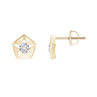 2.9mm HSI2 Channel-Set Diamond Solitaire Pentagon Star Stud Earrings in Yellow Gold