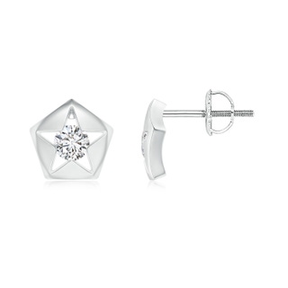 3.2mm HSI2 Channel-Set Diamond Solitaire Pentagon Star Stud Earrings in White Gold
