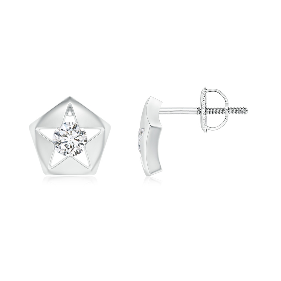 3.2mm HSI2 Channel-Set Diamond Solitaire Pentagon Star Stud Earrings in White Gold 