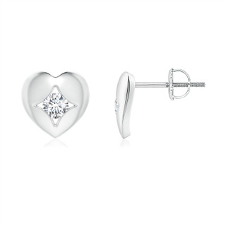 2.9mm GVS2 Channel-Set Diamond Solitaire Heart-Shaped Stud Earrings in P950 Platinum