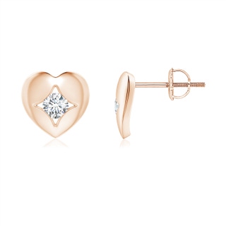 2.9mm GVS2 Channel-Set Diamond Solitaire Heart-Shaped Stud Earrings in Rose Gold