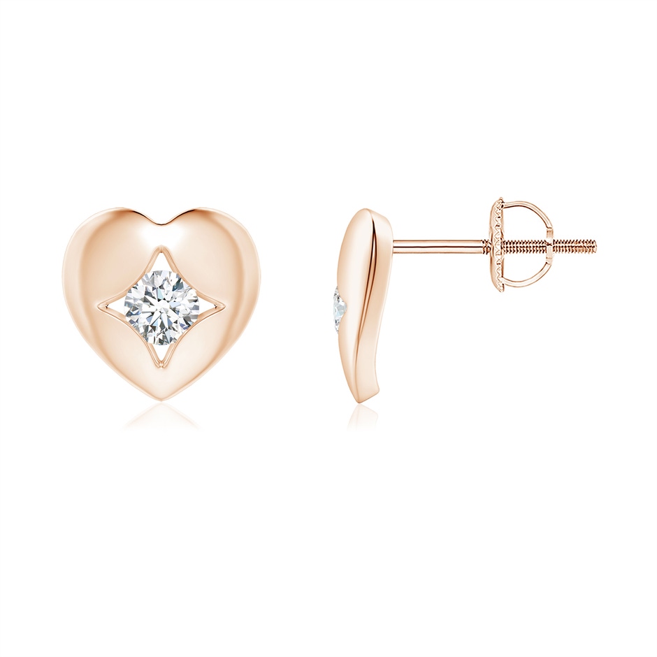 2.9mm GVS2 Channel-Set Diamond Solitaire Heart-Shaped Stud Earrings in Rose Gold 