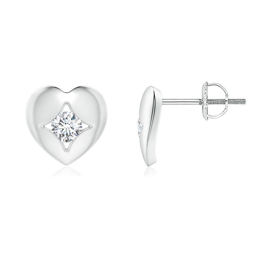 2.9mm GVS2 Channel-Set Diamond Solitaire Heart-Shaped Stud Earrings in White Gold 