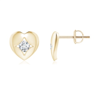 2.9mm GVS2 Channel-Set Diamond Solitaire Heart-Shaped Stud Earrings in Yellow Gold