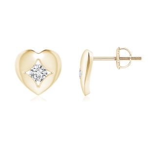 2.9mm HSI2 Channel-Set Diamond Solitaire Heart-Shaped Stud Earrings in Yellow Gold