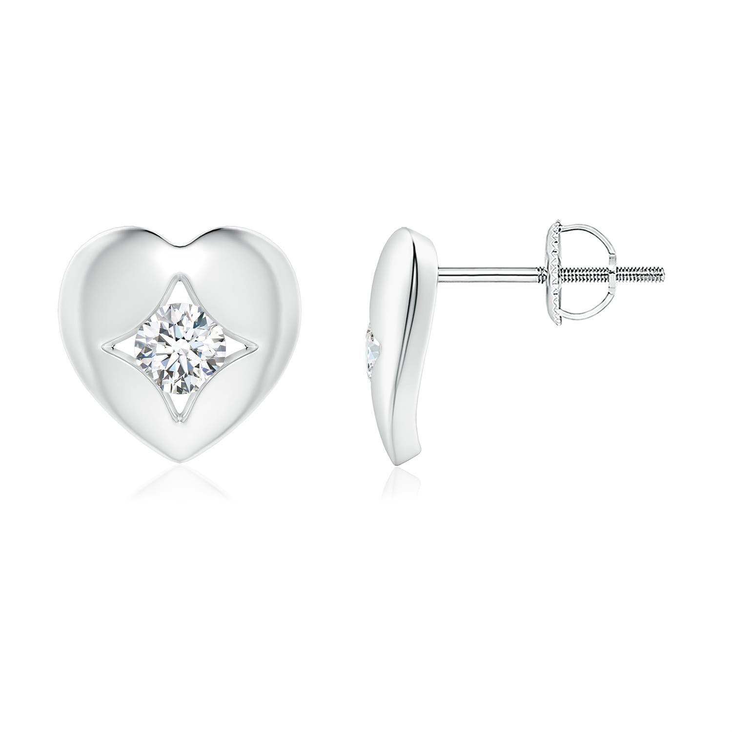 3.2mm GVS2 Channel-Set Diamond Solitaire Heart-Shaped Stud Earrings in P950 Platinum