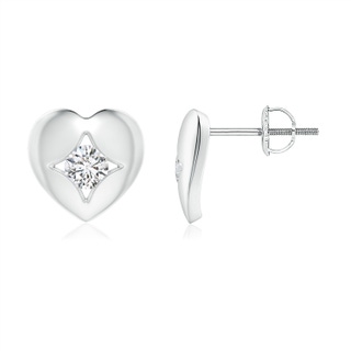 3.2mm HSI2 Channel-Set Diamond Solitaire Heart-Shaped Stud Earrings in White Gold