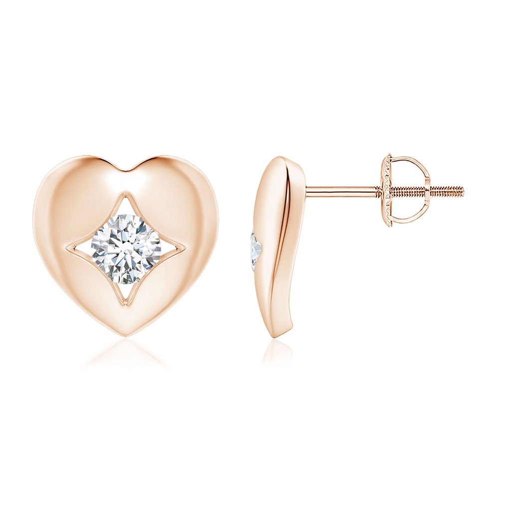3.5mm GVS2 Channel-Set Diamond Solitaire Heart-Shaped Stud Earrings in Rose Gold