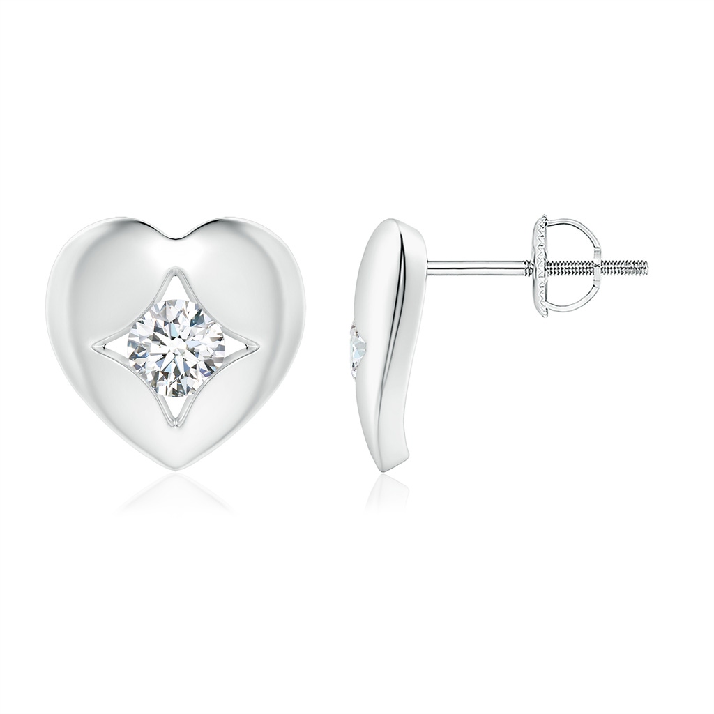 3.5mm GVS2 Channel-Set Diamond Solitaire Heart-Shaped Stud Earrings in White Gold