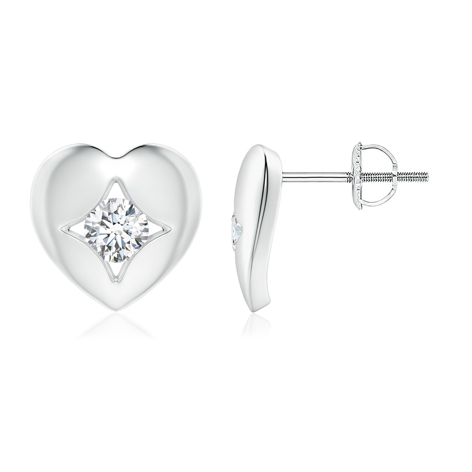 3.5mm GVS2 Channel-Set Diamond Solitaire Heart-Shaped Stud Earrings in White Gold 