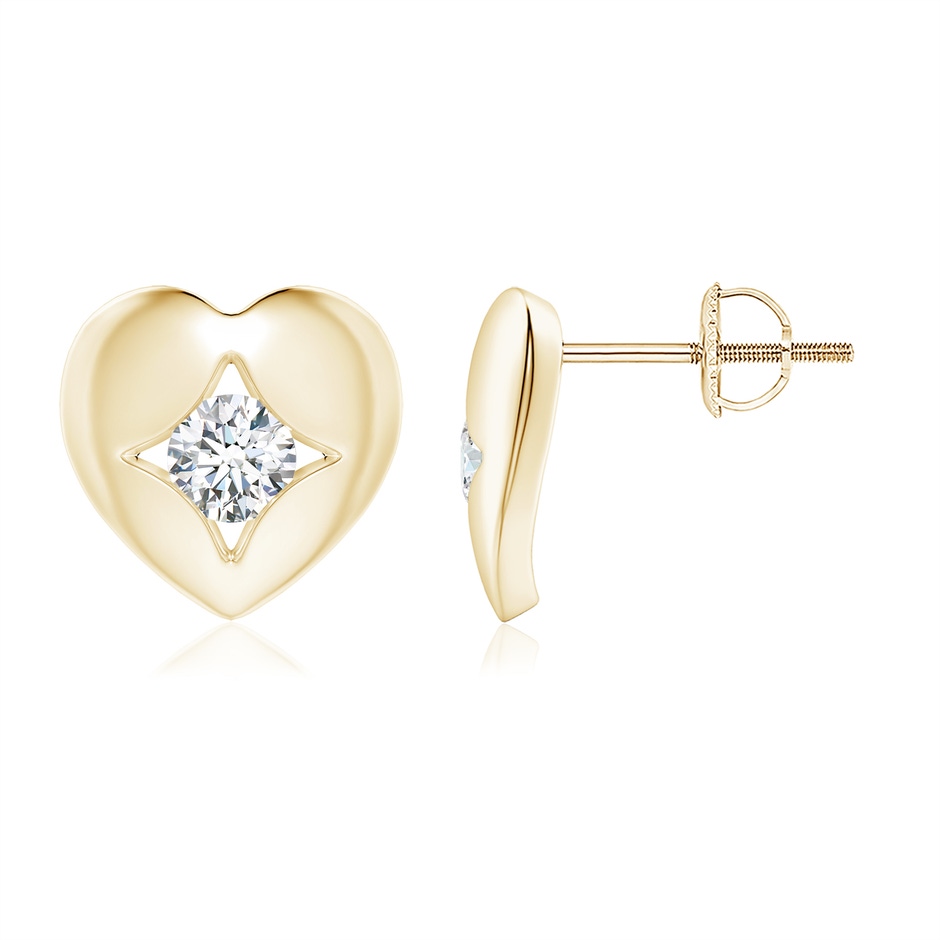 3.5mm GVS2 Channel-Set Diamond Solitaire Heart-Shaped Stud Earrings in Yellow Gold 