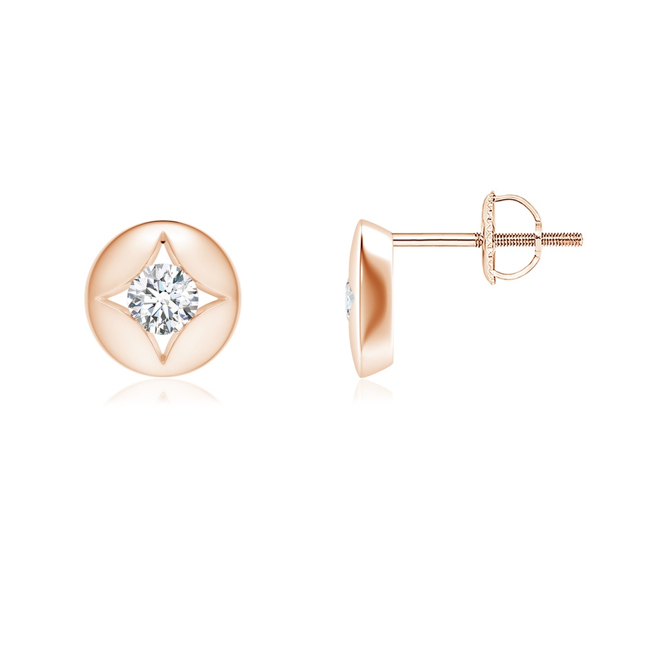 3.2mm GVS2 Channel-Set Diamond Solitaire Round Stud Earrings in Rose Gold 