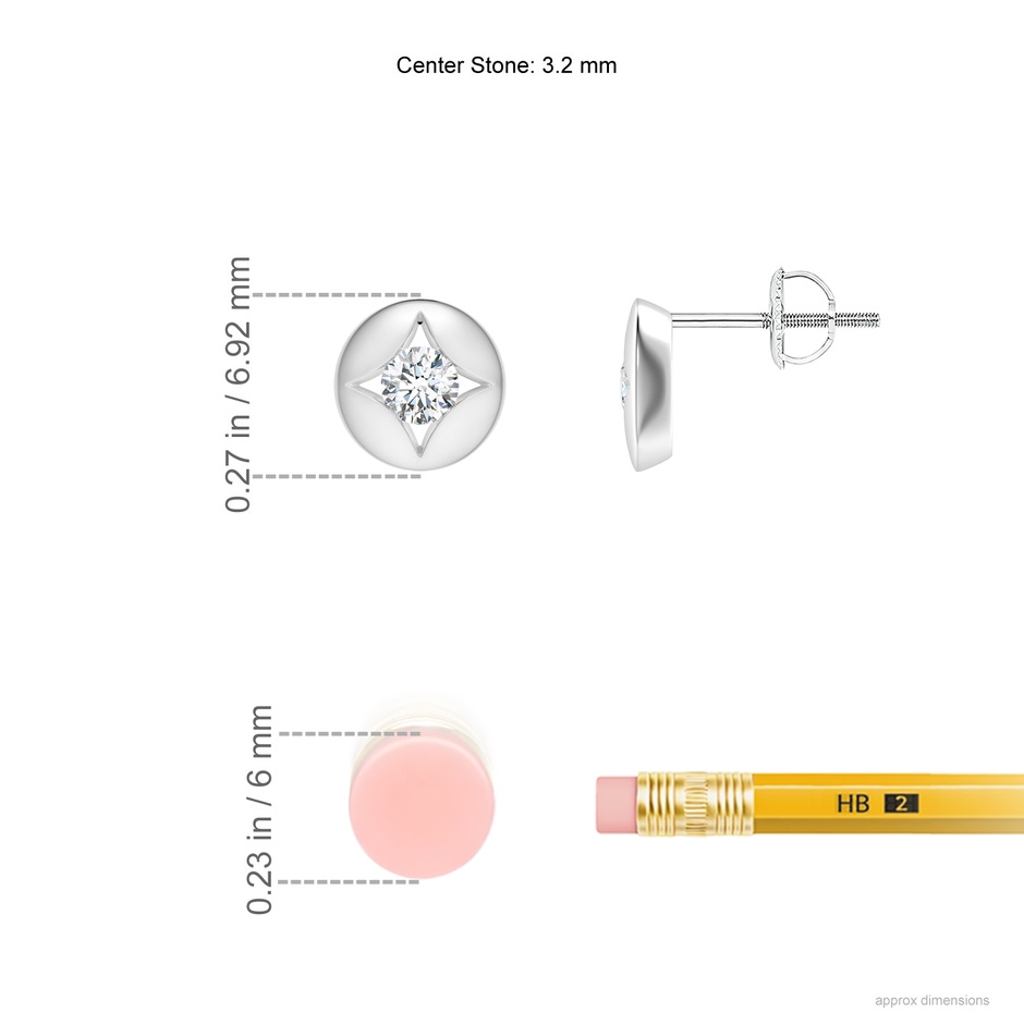 3.2mm GVS2 Channel-Set Diamond Solitaire Round Stud Earrings in White Gold ruler