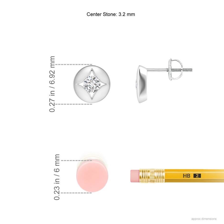 3.2mm HSI2 Channel-Set Diamond Solitaire Round Stud Earrings in White Gold ruler