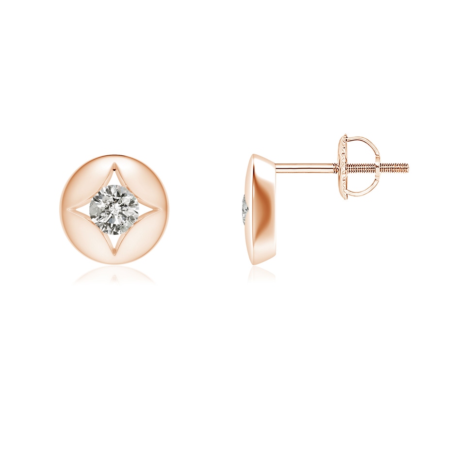 3.2mm KI3 Channel-Set Diamond Solitaire Round Stud Earrings in Rose Gold 