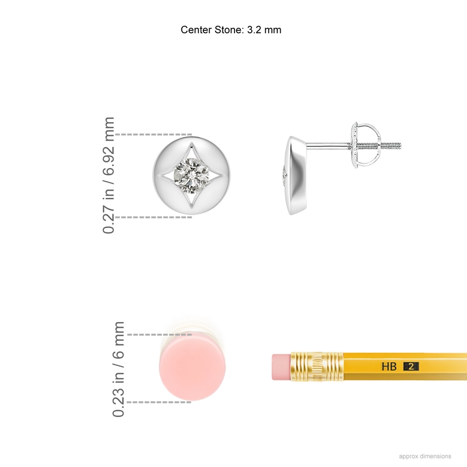 3.2mm KI3 Channel-Set Diamond Solitaire Round Stud Earrings in White Gold ruler