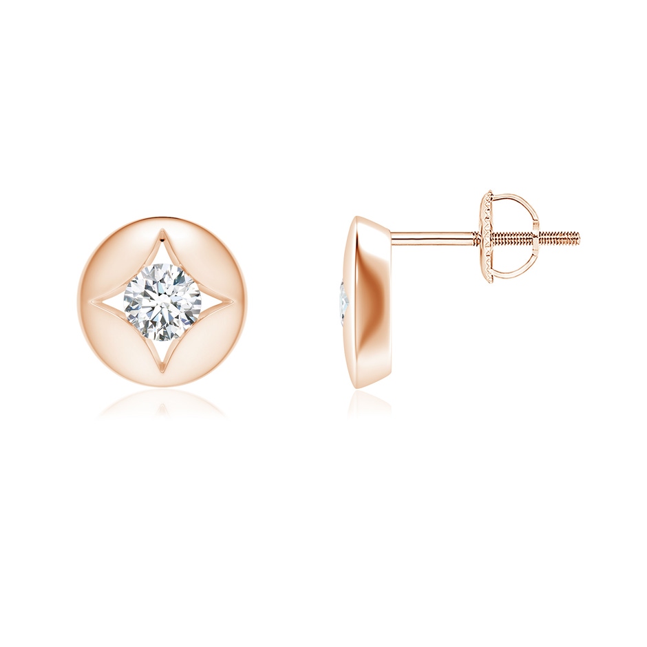 3.5mm GVS2 Channel-Set Diamond Solitaire Round Stud Earrings in Rose Gold 