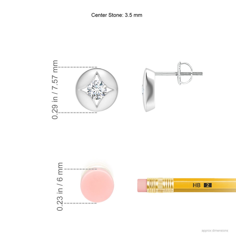 3.5mm GVS2 Channel-Set Diamond Solitaire Round Stud Earrings in White Gold ruler