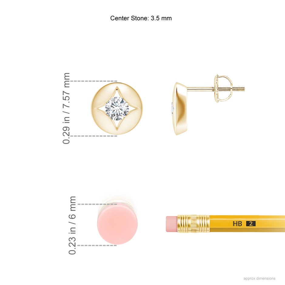3.5mm GVS2 Channel-Set Diamond Solitaire Round Stud Earrings in Yellow Gold ruler