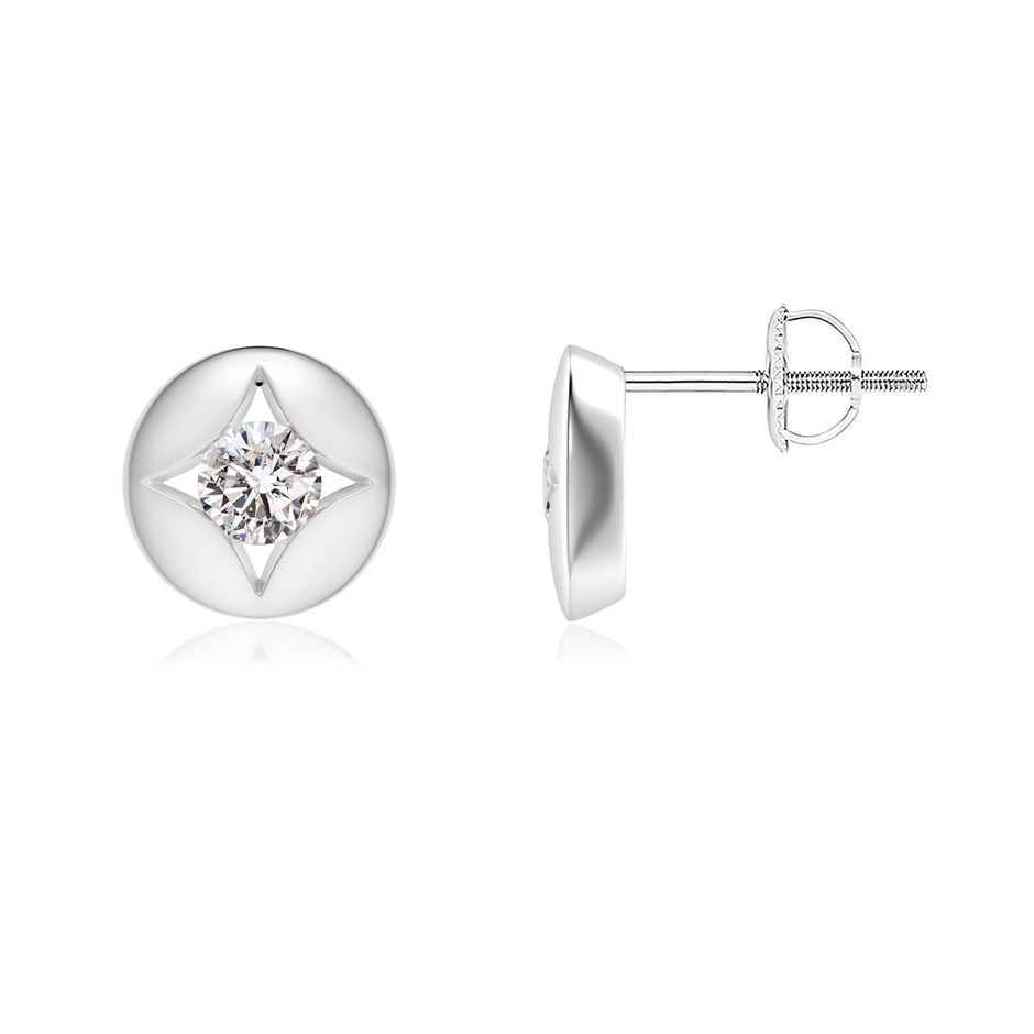 3.5mm IJI1I2 Channel-Set Diamond Solitaire Round Stud Earrings in White Gold 