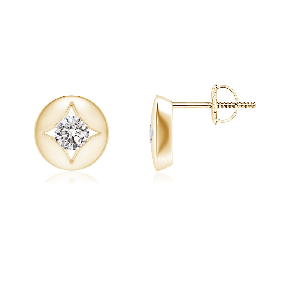 3.5mm IJI1I2 Channel-Set Diamond Solitaire Round Stud Earrings in Yellow Gold 