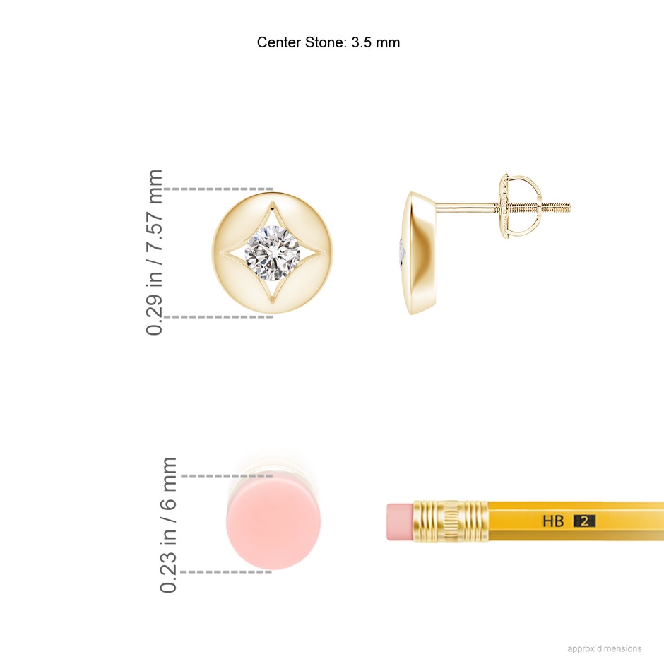3.5mm IJI1I2 Channel-Set Diamond Solitaire Round Stud Earrings in Yellow Gold ruler
