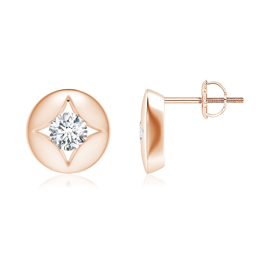 4.1mm GVS2 Channel-Set Diamond Solitaire Round Stud Earrings in Rose Gold 