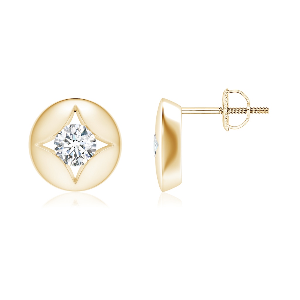 4.1mm GVS2 Channel-Set Diamond Solitaire Round Stud Earrings in Yellow Gold