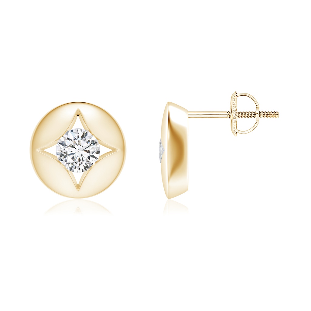 4.1mm HSI2 Channel-Set Diamond Solitaire Round Stud Earrings in Yellow Gold