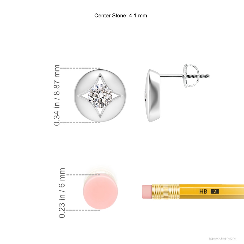 4.1mm IJI1I2 Channel-Set Diamond Solitaire Round Stud Earrings in P950 Platinum ruler