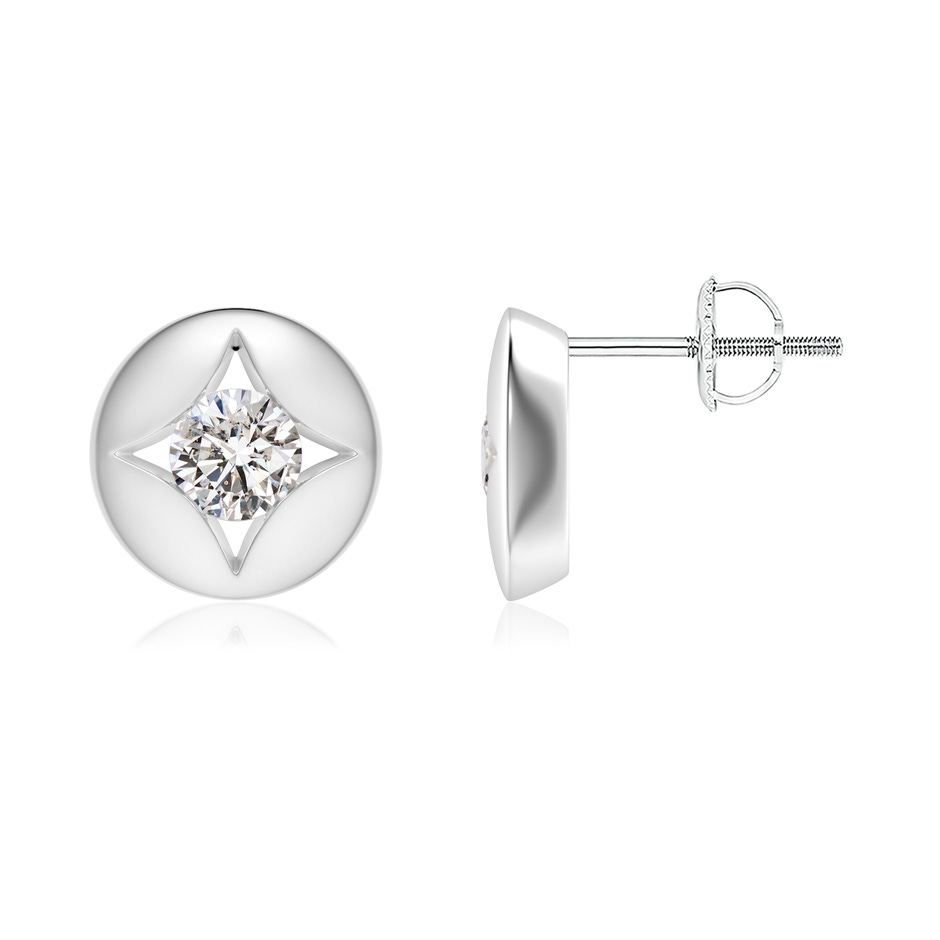 4.1mm IJI1I2 Channel-Set Diamond Solitaire Round Stud Earrings in White Gold 