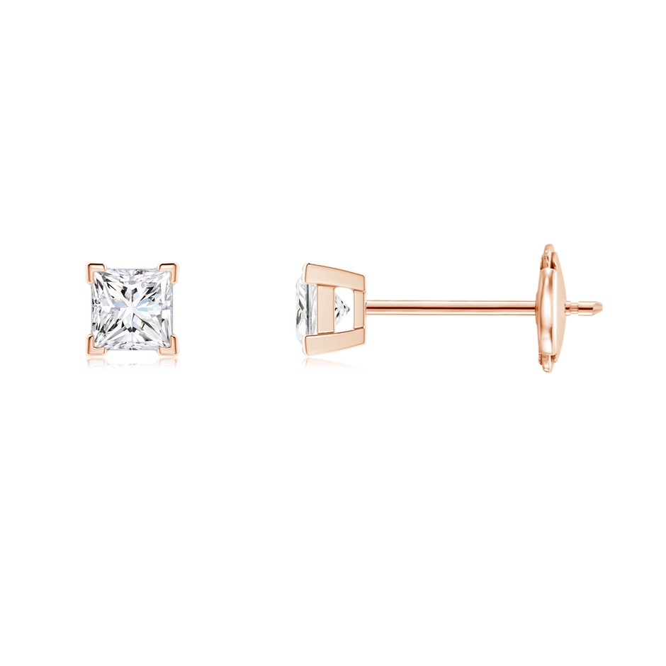 2.5mm GVS2 Princess-Cut Diamond Solitaire Stud Earrings in Rose Gold 