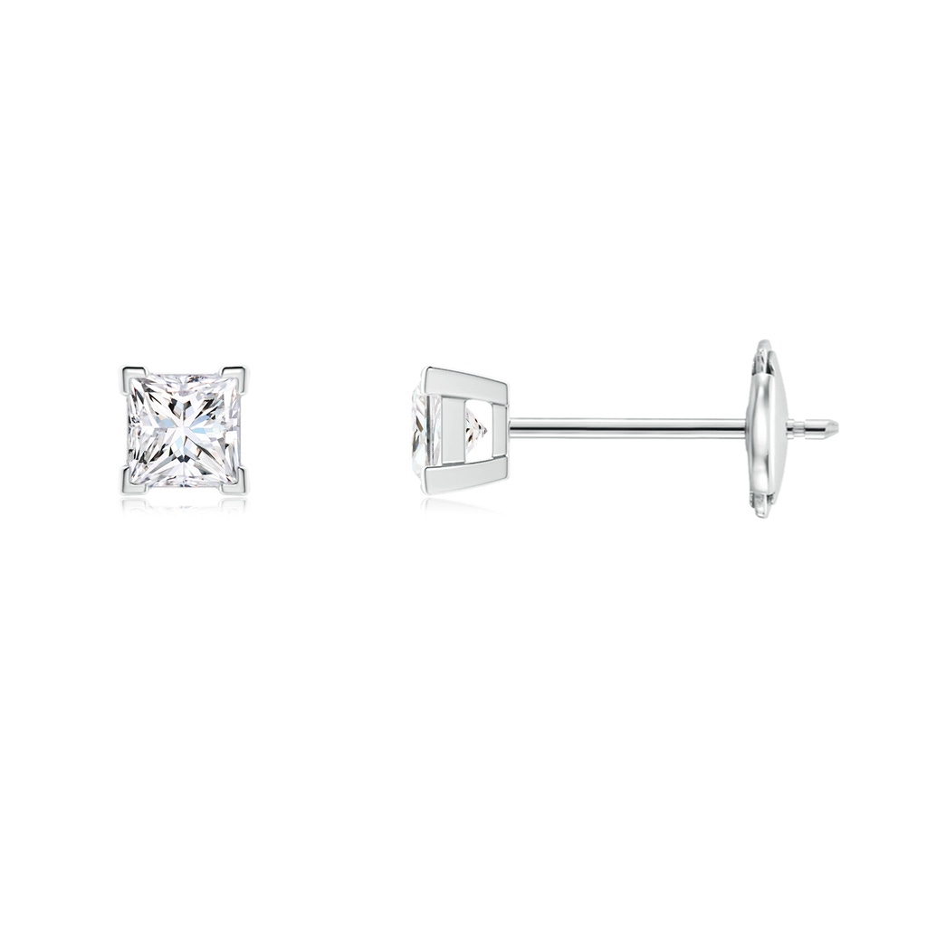 2.5mm GVS2 Princess-Cut Diamond Solitaire Stud Earrings in White Gold