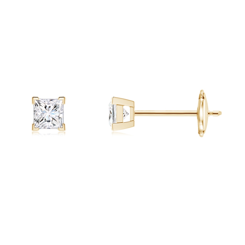 2.5mm GVS2 Princess-Cut Diamond Solitaire Stud Earrings in Yellow Gold