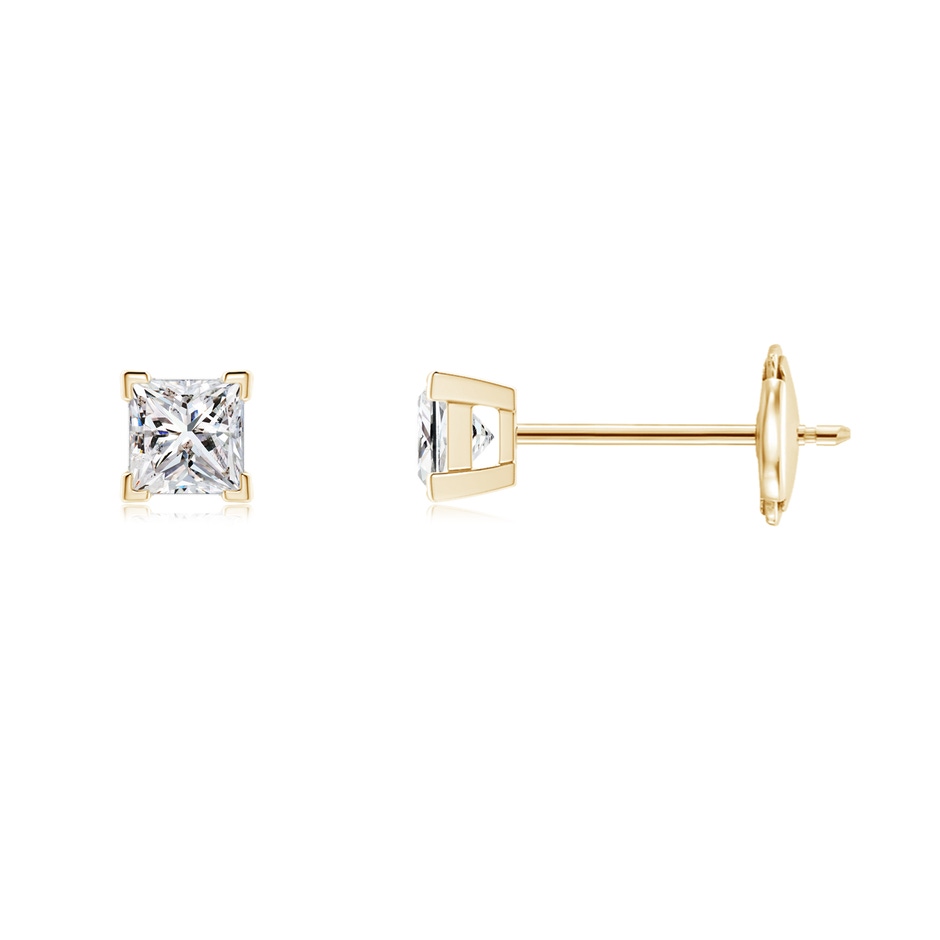 2.5mm IJI1I2 Princess-Cut Diamond Solitaire Stud Earrings in 9K Yellow Gold 