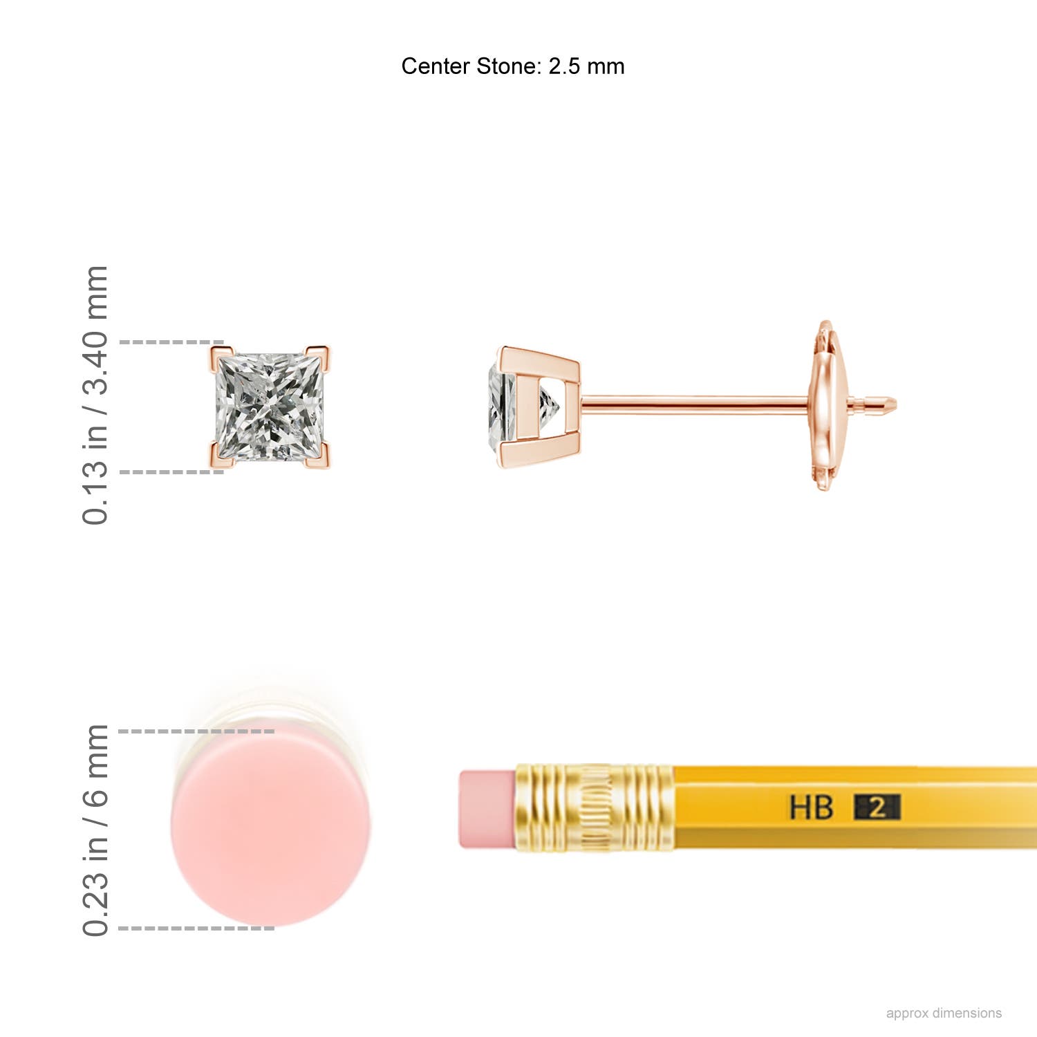 ANGARA 0.2 Ct KI3-Grade Princess-Cut Diamond Solitaire Stud Earrings in 14K Gold - Picture 4 of 31