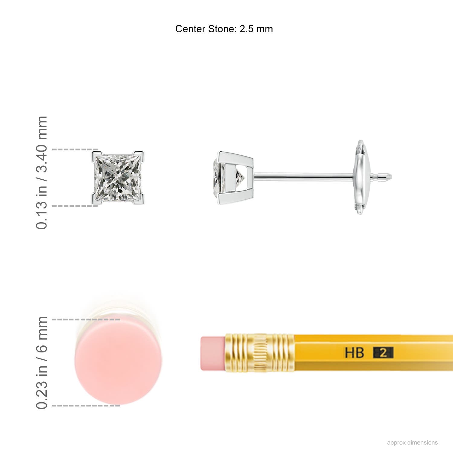 ANGARA 0.2 Ct KI3-Grade Princess-Cut Diamond Solitaire Stud Earrings in 14K Gold - Picture 14 of 31