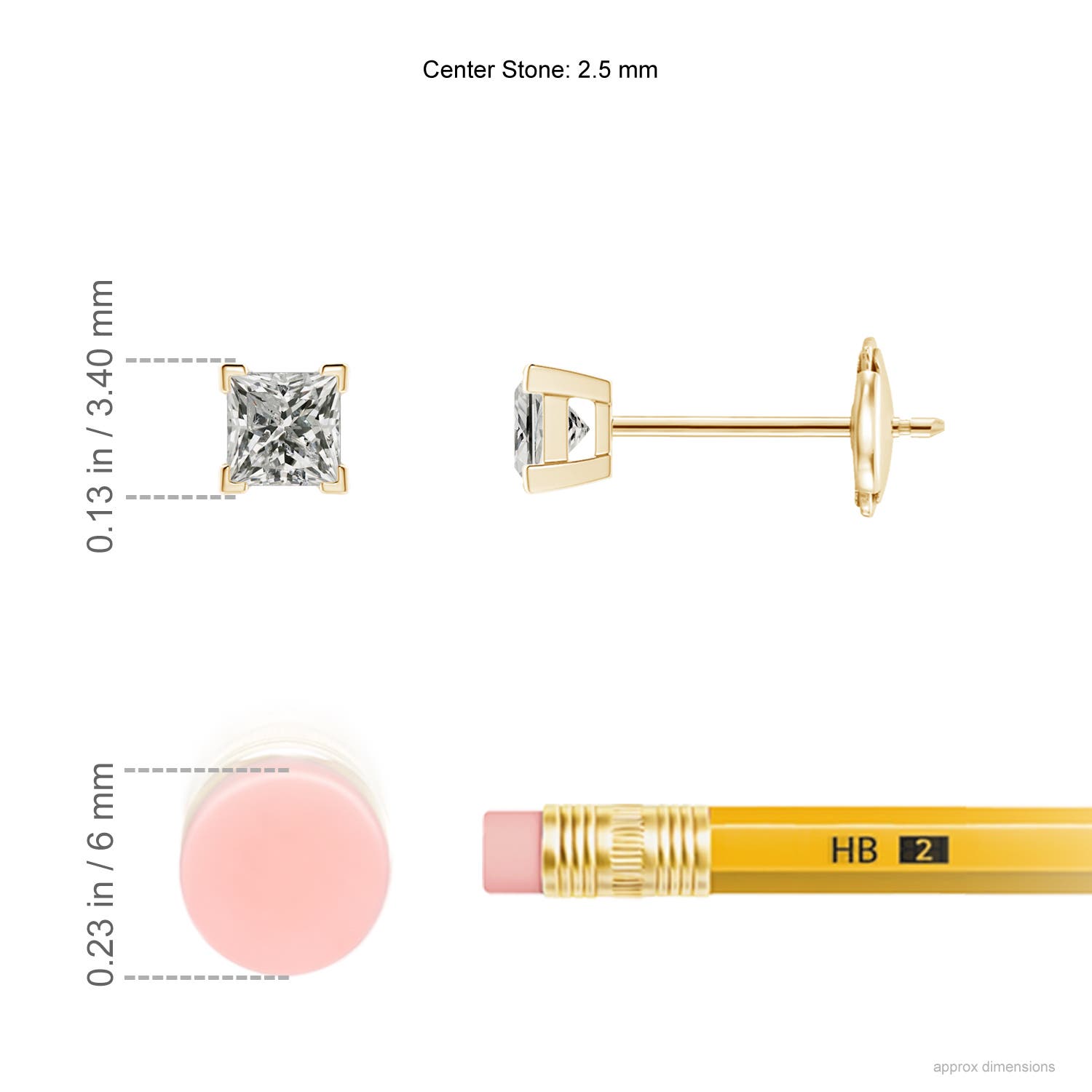 ANGARA 0.2 Ct KI3-Grade Princess-Cut Diamond Solitaire Stud Earrings in 14K Gold - Picture 24 of 31