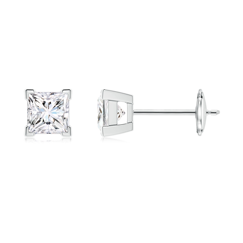 3.5mm GVS2 Princess-Cut Diamond Solitaire Stud Earrings in 18K White Gold 