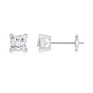 3.5mm GVS2 Princess-Cut Diamond Solitaire Stud Earrings in White Gold